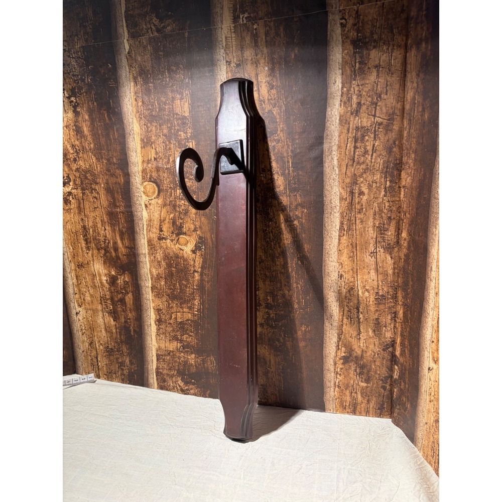 Vintage metal Wall Hook Long Beveled Base Scroll Hanger 16.5 inch